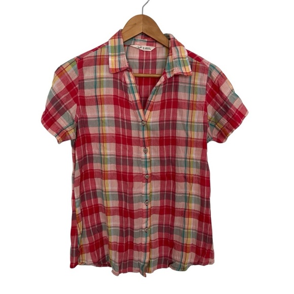 Woolrich pink Plaid short sleeves Button-Up Shirt size medium - Picture 1 of 5